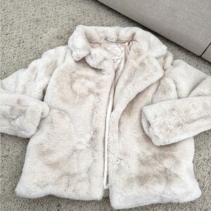 Jou Jou Cream Teddy Jacket Plush Faux Fur